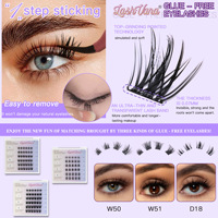 Extensions de cils synthétiques auto-adhésives sans colle, style européen et américain, naturelles et segmentées, pour l'exportation transfrontalière