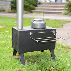 Réchaud de camping portable extérieur à bois, type split noir, avec concentration de chaleur, ustensile de cuisson multifonctionnel - Product Image 3