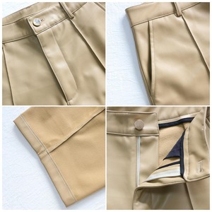 Shorts en cuir PU pour <span class=keywords><strong>femme</strong></span>, coupe ample, <span class=keywords><strong>noir</strong></span>, classique, décontracté, doux, longueur genou, pour le bureau, avec poches - Product Image 6