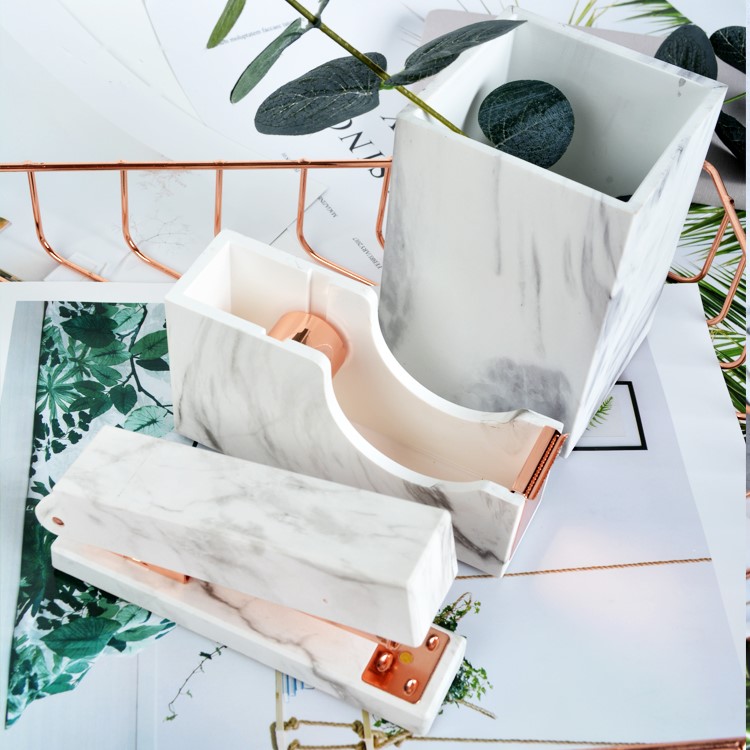 Мраморный степлер Maxery, школьный офисный степлер для хранения канцелярских принадлежностей, аксессуары для декора стола и офиса