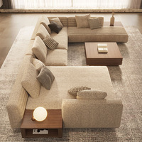 Canapé d'angle minimaliste de style italien, design de luxe léger pour villa, canapé en tissu pour salon, meubles de salon