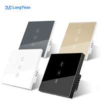 Interruptor Inteligente para Cortinas Enrollables LangYeao, Compatible con WiFi, Tuya, Alexa y Google Home, Panel Táctil de Vidrio Templado, Estándar EU/UK