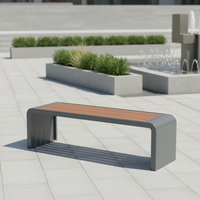Banc long d'extérieur en bois massif et aluminium au design moderne, 3 places, pour parc public ou patio, idéal pour écoles ou hôtels