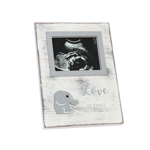 Cadeaux de nouvelle maman L'amour au premier battement de coeur-Cadre photo à ultrasons pour bébé en bois blanc - Product Image 1
