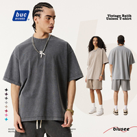 Streetwear produsen OEM kaus katun 100% polos kaus oblong Musim Panas & Batik Vintage