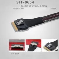 Câble de carte réseau serveur Slim SAS SFF-8654 8i 74 broches Host vers 2 double Mini SFF-8643 4i HD36 broches Target 12 Gbit/s Convertisseur de câblage routeur