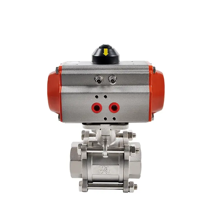 COVNA Air Operated Valve Threaded Stainless Steel Water Pneumatic Actuators Single Double Acting 3-piece Ball Valve pneumatic