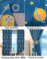 Jolies rideaux bleus pour enfants sur le thème de l'espace et des planètes avec motif d'impression fantaisie, œillets à œillets pour la chambre des garçons, rideaux et cantonnières élégants et fantaisistes