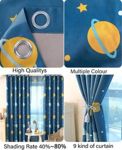 Jolies rideaux bleus pour enfants sur le thème de l'espace et des planètes avec motif d'impression fantaisie, œillets à œillets pour la <span class=keywords><strong>chambre</strong></span> des garçons, rideaux et cantonnières élégants et fantaisistes - Product Image 5