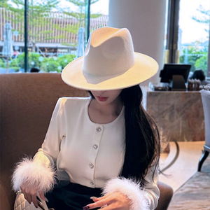 Chapeau de cowboy en coton unisexe à large bord, style rétro panamé, pour le printemps, l'automne, les activités de plein air et les festivals de musique - Product Image 2