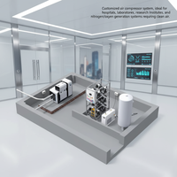 Cabezal de compresor de aire estacionario sin aceite de 5KW, 380V CA, 60Hz, 5-10 CFM, refrigerado por aire, para fabricación de nieve