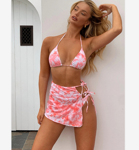Tie Dye Bikini 2020 <strong>Skirted</strong> <strong>Swimsuit</strong> Women 3 Piece Suit Halter Swimwear Bathing Suit - Product Image 1