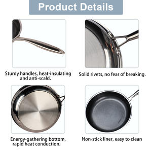 Sartén antiadherente de panal de acero inoxidable personalizada, sartén para huevos y bistec de pantalla completa con tipo <span class=keywords><strong>Wok</strong></span> de cocina de metal - Product Image 5
