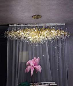 <span class=keywords><strong>Lustre</strong></span> en cristal de luxe nordique, en aluminium, en forme de branche, avec pendentif ovale en verre, hauteur réglable pour salon, salle à manger, table - Product Image 5