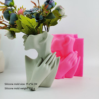 Moule en silicone créatif pour vase en forme de main et de tête humanoïde, outil de moulage en résine et en argile DIY, moule pour la fabrication de vases de décoration intérieure