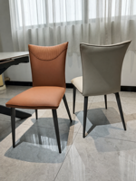 Chaise de salle à manger moderne en cuir PU avec pieds en métal, dossier haut, chaise d'appoint rembourrée pour restaurant, mobilier d'hôtel