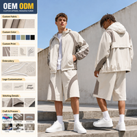 Ensemble short et veste à capuche personnalisé pour homme, léger, décontracté, pour l'extérieur, survêtement OEM ODM, vêtements de sport d'été, vente en gros d'usine