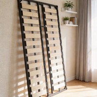 Cadre de lit en acier et bois de pin, lit double minimaliste de 1,8 mètre, sommier à lattes, fabriqué en Chine