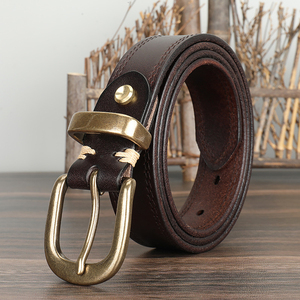Cinturón Casual de Cuero Vacuno de Lujo ZENOS, Hebilla de Cobre, Resistente al Agua, Duradero, 3.5cm de Ancho, Hecho a Mano, con Capas de Tela Vaquera - Product Image 3