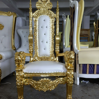 Chaises King And Queen à dossier haut, en argent, moins cher, bjflamingo, mariage, chaises King Thrones de bonne qualité