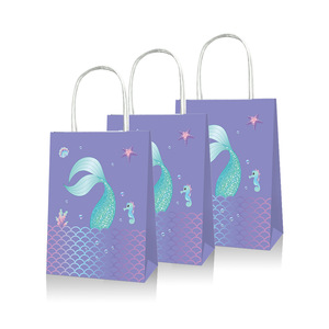 Bolsas de Papel Kraft con Diseño de Sirena y Caballito de Mar DAMAI, Bolsas de Regalo con Fondo Plano, Bolsas Ecológicas para Niños, Ideales para Fiestas de Cumpleaños - Product Image 2