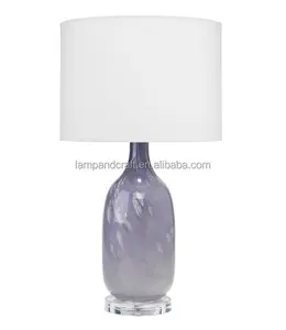 Lámpara de mesa de cristal agrietado para sala de estar, decoración de pantalla de tambor blanco, para sala de estar