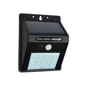 Vendita calda 18650 lampade da parete alimentate a batteria ricaricabili per esterni impermeabili IP65 20 LED PIR Motion Sensor Garden Solar Wall Light