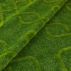 หญ้าสังเคราะห์ธรรมชาติจีน 3 มิติจัดสวนหญ้าเทียม cesped sintetico สําหรับลานสวนกลางแจ้ง