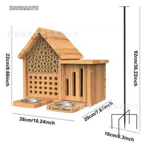 Maison à insectes en bois Kawahayo, deux zones, pour abeilles masonnes et papillons, ornement de jardin extérieur - Product Image 3