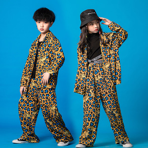 Set di Abbigliamento Hip-hop Leopardato per Ragazze, Costumi per Danza di Strada per Bambini, Eleganti Costumi per Esibizioni di Percussioni per Ragazzi, Abbigliamento per Danza Jazz - Product Image 3