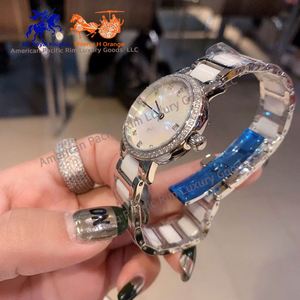 Women Round Dial Quartz <b>Watch</b> with Diamond Bezel Ceramic and Metal Bracelet Dress Wristwatch Longinesing - Product Image 5