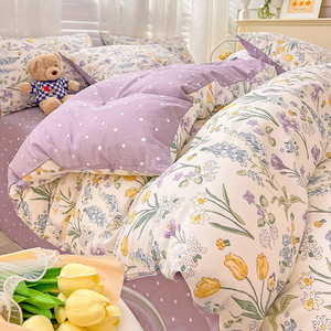 Roupa de cama quatro conjuntos de algodão puro Nantong casa têxtil pequena cama fresca quatro conjuntos de roupa de cama de algodão sarja - Product Image 5
