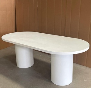 Mesa de Comedor Ovalada de Madera con Acabado de Microcemento Pintado Personalizado <span class=keywords><strong>2026</strong></span>, Muebles de Comedor con Influencias Minimalistas del Fabricante - Product Image 6