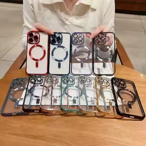 Coque de téléphone transparente en PC pour <span class=keywords><strong>iPhone</strong></span> 16 15 14 <span class=keywords><strong>Pro</strong></span> Max, plaquée électrolytiquement, antichoc et sécurisée avec support MagSafe – Vente en gros - Product Image 6