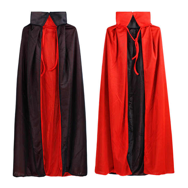 Halloween Cape Adult Children Size Black and Red Stand Collar Reaper Costume Cosplay Cape Party Wizard Vampire Cloak
