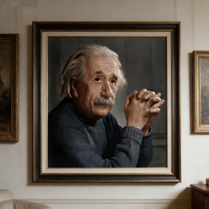 Peinture à l'huile de haute qualité, réalisée à la main sur céramique, portrait d'<span class=keywords><strong>Albert</strong></span> <span class=keywords><strong>Einstein</strong></span>, art mural pour salon, décoration intérieure - Product Image 1