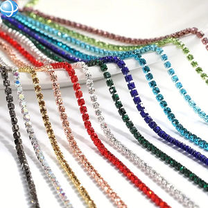 Coloré cristal strass chaîne garniture vêtement métal griffe tasse chaîne ForDIY robe de mariée bijoux accessoires coudre sur strass - Product Image 1