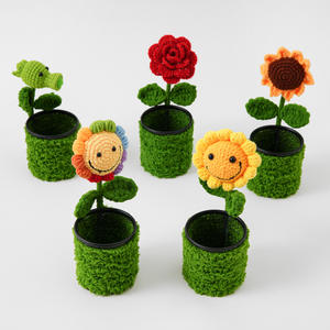 Regalos para el Día del Maestro y Temporada de Graduación, Portalápices de Lana Tejida a <span class=keywords><strong>Crochet</strong></span> con Forma de Hoja, Ecológicos, Hechos a Mano, Serie para el Escritorio del Trabajo - Product Image 3