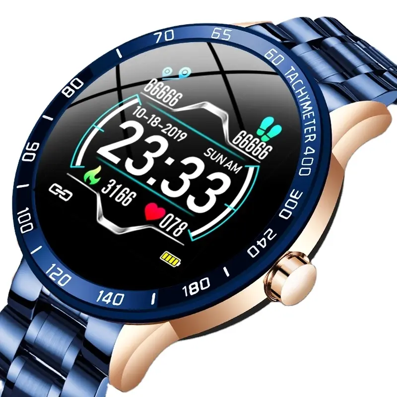 BW0122 jam tangan pintar pria, arloji Cerdas Baja tahan karat pengingat untuk Fitness tahan air
