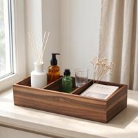 Panier de rangement pour réservoir de toilettes en bois d'acacia, boîte de rangement en bois naturel écologique avec 3 compartiments, organisateur de salle de bain multifonctionnel