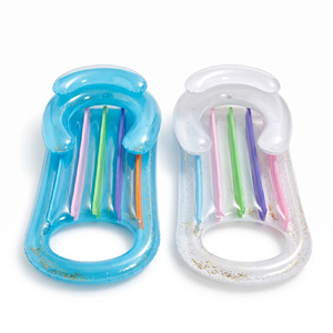 Flotador Inflable Portátil de PVC con Diseño de Arcoíris, Transparente con Brillantina, Silla Flotante para Agua, Capacidad de 100 kg, para el Mar - Product Image 4