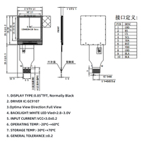 TONWELL Module d'affichage LCD TFT carré de 0.85 pouces GC9107 Driver IC Surface Mount for Onboard Instrument Device Résolution 128x128
