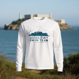 Alcatraz Swim Team <b>Long</b> <b>Sleeve</b> <b>T</b>-<b>Shirt</b> <b>White</b> Unisex Adult Size - Product Image 3
