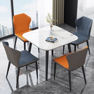 Juego de mesa y sillas de comedor de 4 piezas, moderno, con superficie de mármol, que ahorra espacio, para el hogar, apartamento pequeño, comedor - Product Image 4