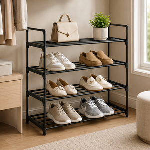 Étagère à <span class=keywords><strong>chaussures</strong></span> en métal et plastique en gros, 2/3/4/5 niveaux, empilable, pour <span class=keywords><strong>rangement</strong></span> domestique, placard et entrée - Product Image 1