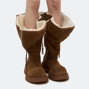 Stivali da Neve <span class=keywords><strong>in</strong></span> <span class=keywords><strong>Camoscio</strong></span> di Alta Qualità, Tacco Grosso, Polpaccio Largo, Caldi Stivali Alti al Ginocchio da Donna con Suola Spessa <span class=keywords><strong>in</strong></span> <span class=keywords><strong>Camoscio</strong></span> e Pelliccia - Product Image 2