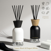 Diffuseur de parfum d'ambiance de luxe 200 ml à marque privée, avec couvercle en bois naturel et verre mat, 6 parfums disponibles – Prix usine
