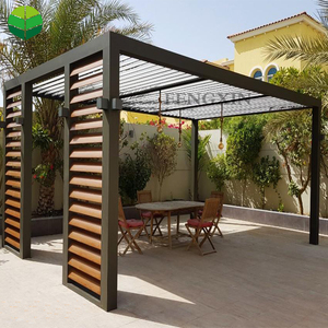 Cortina de techo <span class=keywords><strong>exterior</strong></span> de aluminio japonés cobertizo de jardín pérgola Louvre cuchillas con cortinas - Product Image 3