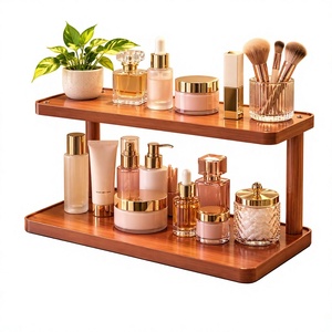 Organizador de Baño de Bambú de un Solo Nivel, Hecho a Mano, Duradero, de Lujo, para Brochas de Maquillaje y Productos para el Cuidado de la Piel - Product Image 1