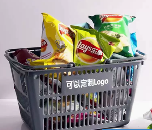 <b>Plastic</b> Shopping <b>Basket</b> With Handle Supermarket Hand <b>Basket</b> - Product Image 3